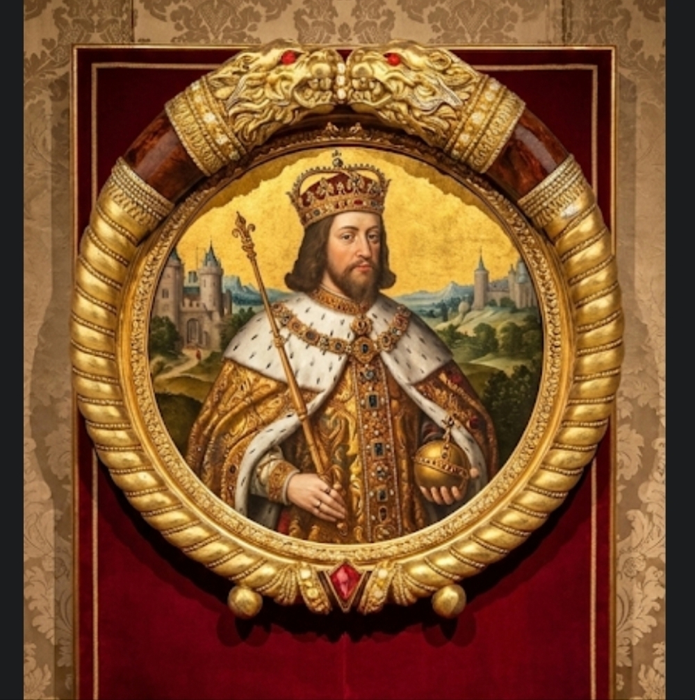Regal Gold and Brown Lion Head Picture Frame